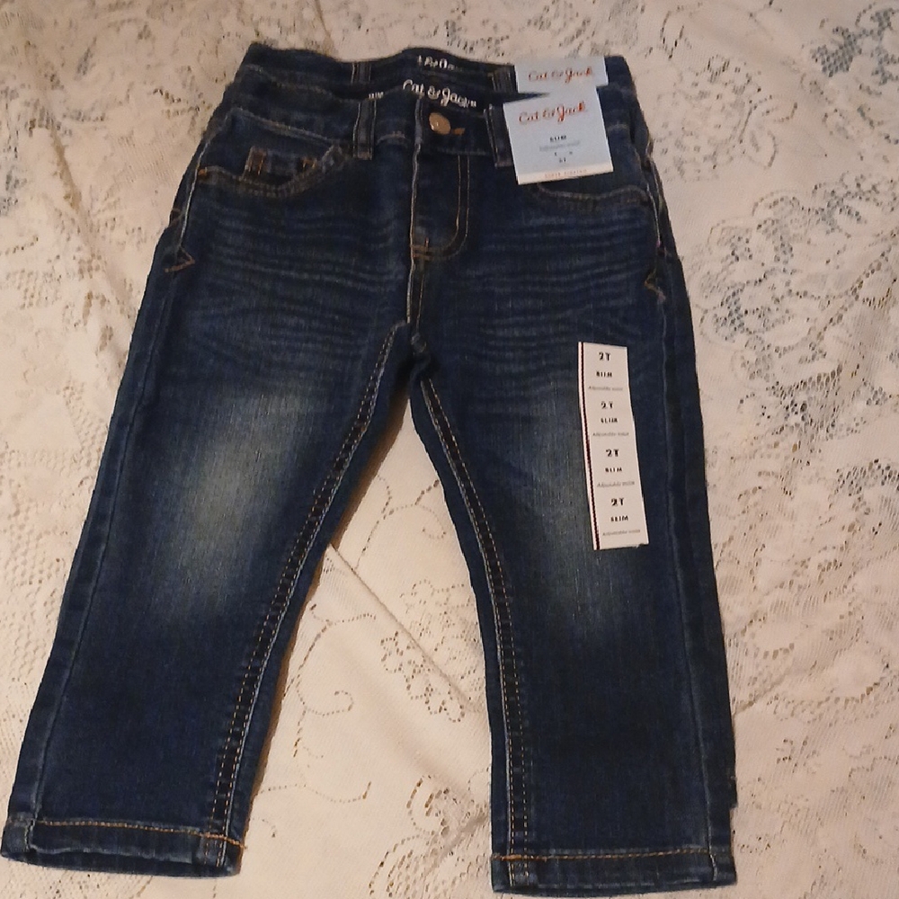 Cat & Jack Dark Blue Denim Pants. 2T Unisex (2)pairs